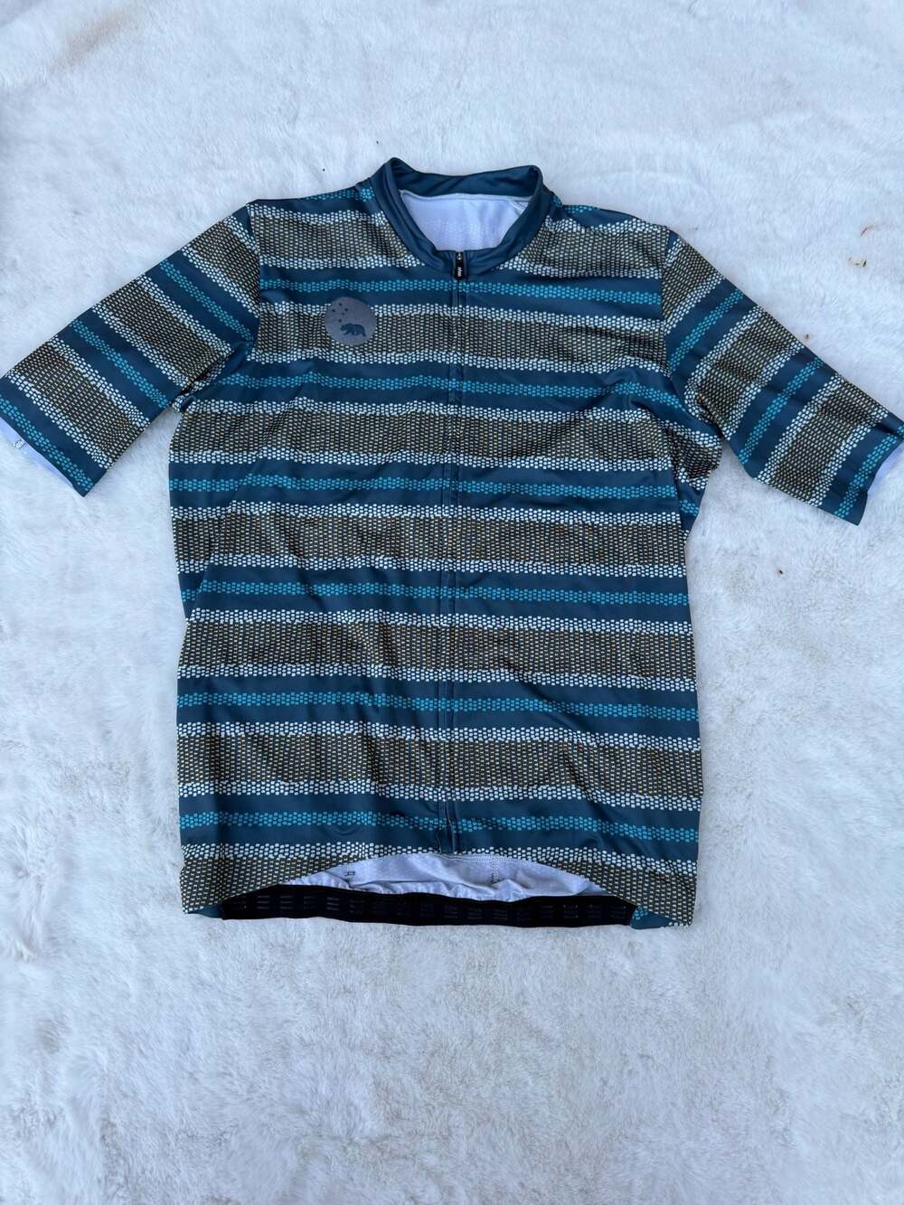 WYN republic Cycling Jersey Size L Striped Full Zip